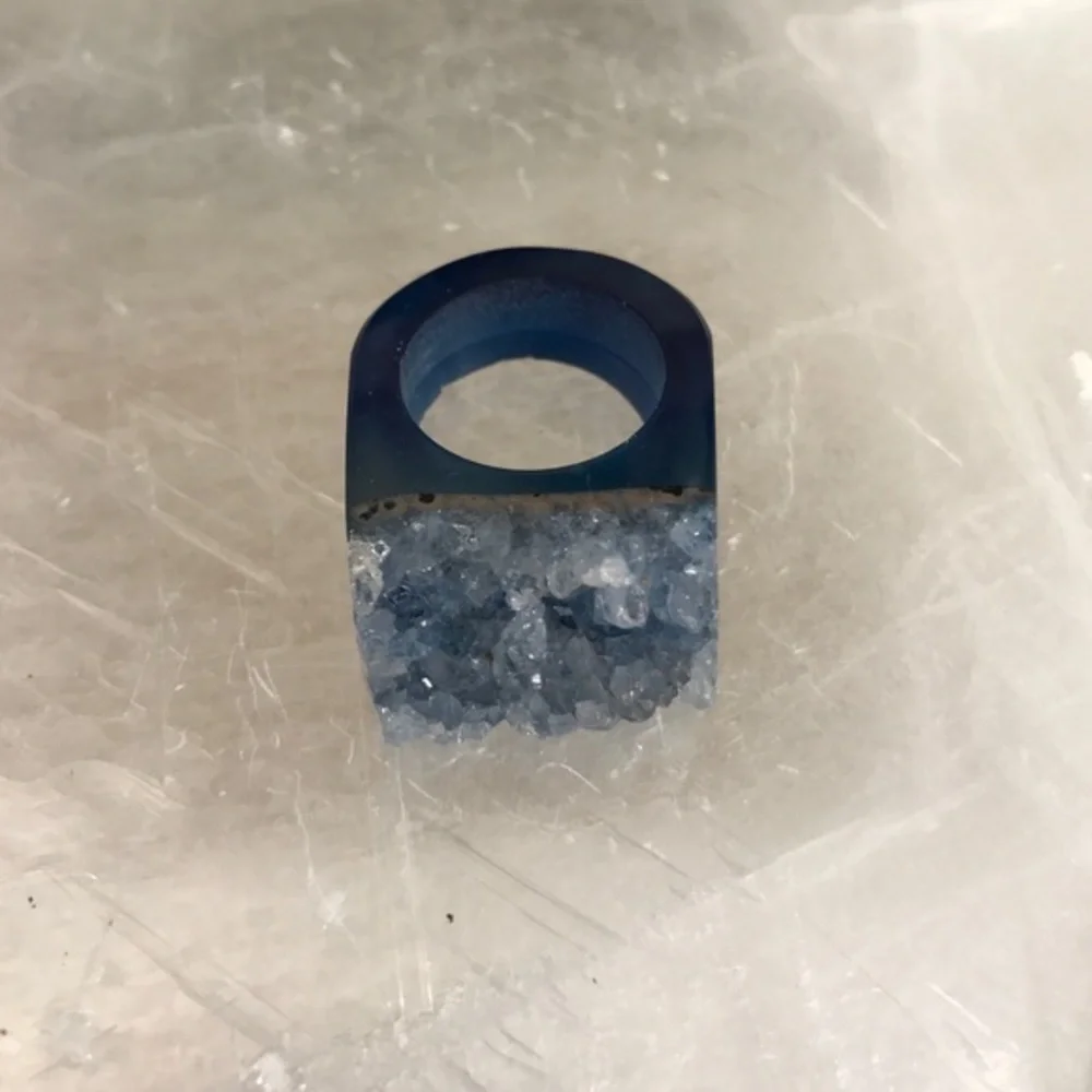 Blue crystal ring